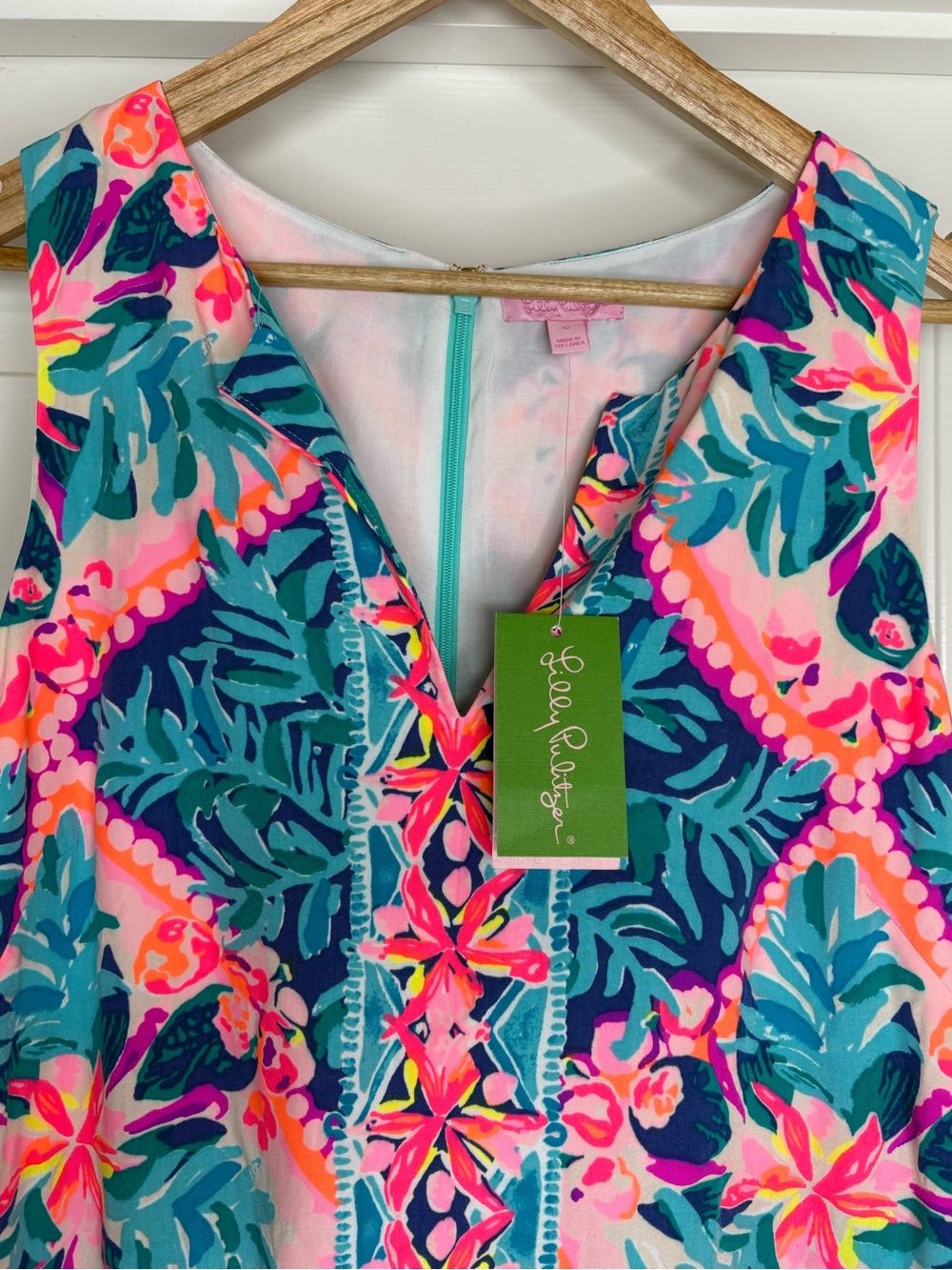 NWT Lilly Pulitzer Tanya Romper Seaside Aqua Coconut Cove Size 10 - Picture 7 of 12